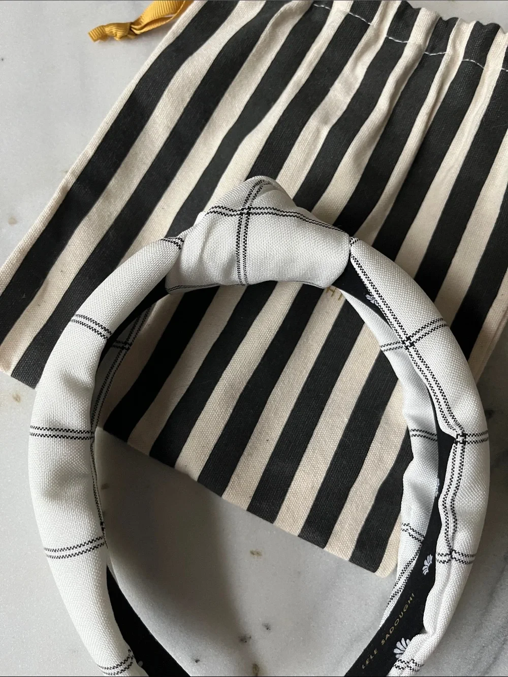 Lele Sadoughi Black and White Plaid Headband